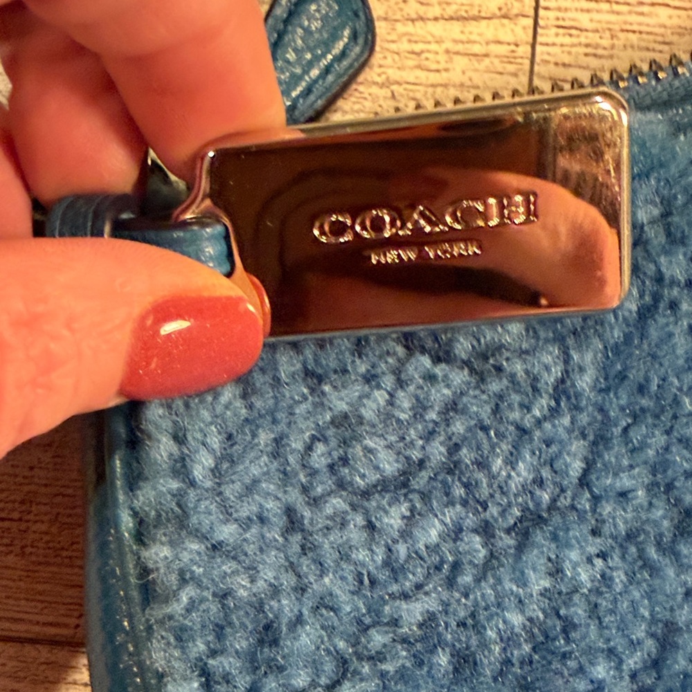 Coach Blue Leather & Shearling Crossbody Bag - Picture 2 of 4